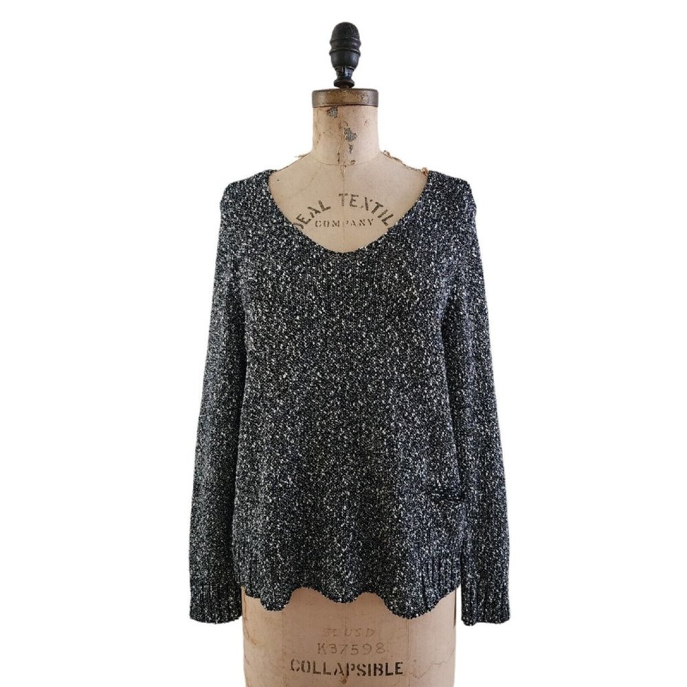 Eileen Fisher Marled Sweater Black White M Petite EUC